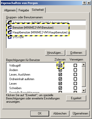 Vollzugriff gestatten